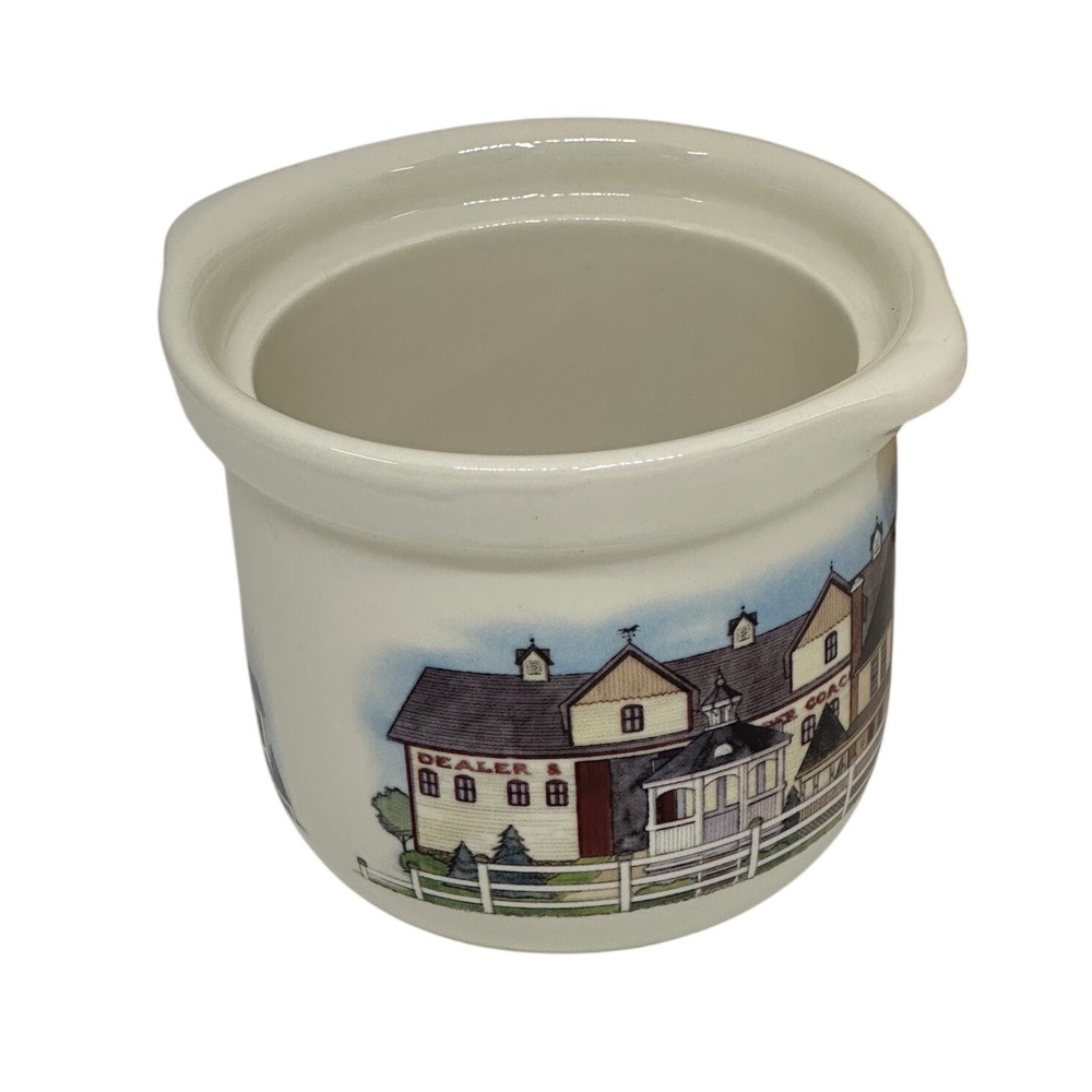 Longaberger Homestead Pottery Ramekin Ivory Farmhouse Landscape Small Crock